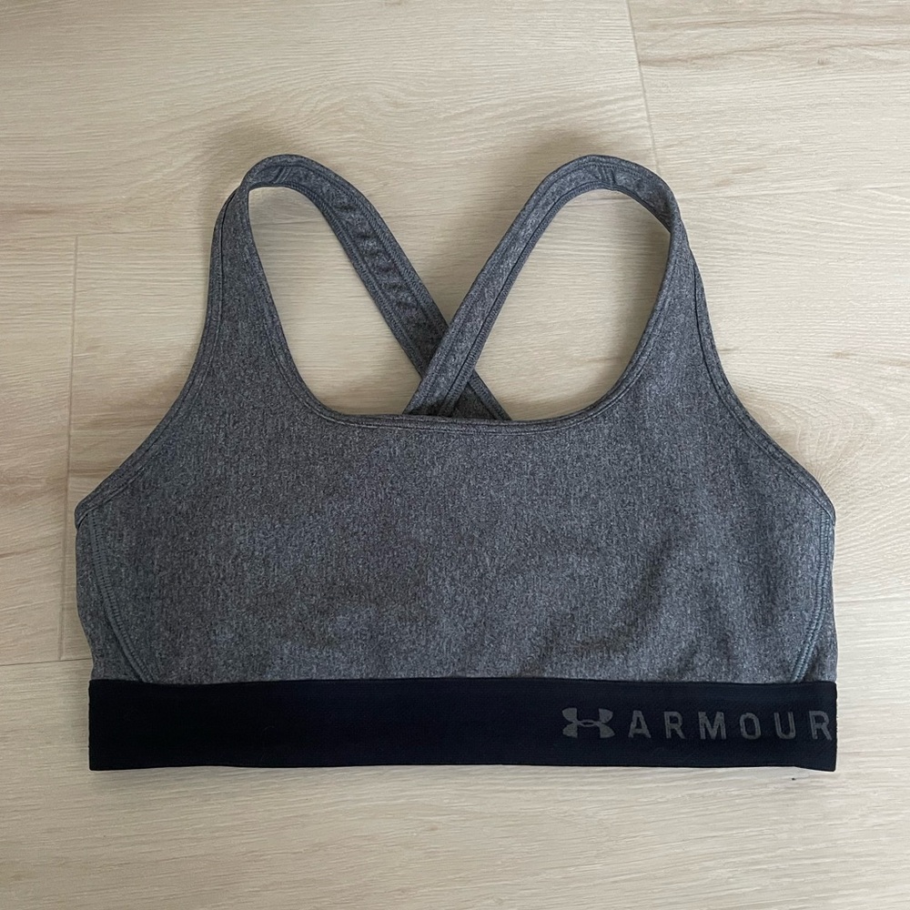Under Armour Women's Charcoal and Black Sports Bra